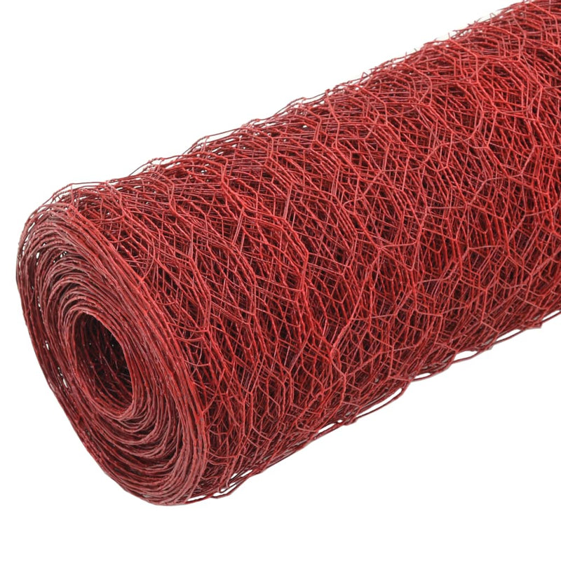 Load image into Gallery viewer, VidaXL Kippengaas 25x0,5 m staal met PVC coating rood
