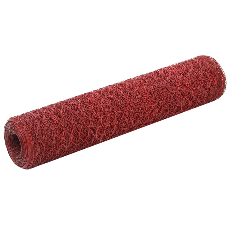 Load image into Gallery viewer, Vidaxl kippengaas 25x0,75 m staal met pvc coating rood
