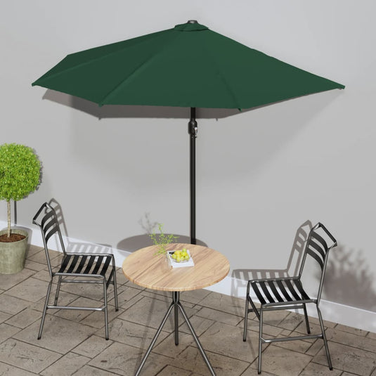 Vidaxl balkonparasol half met aluminium paal 270x144 cm groen
