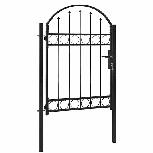 VidaXL Poort met gebogen bovenkant 100x125 cm staal zwart