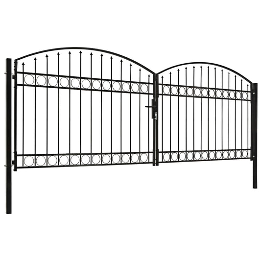 VidaXL Poort met gebogen bovenkant dubbel 400x125 cm staal zwart