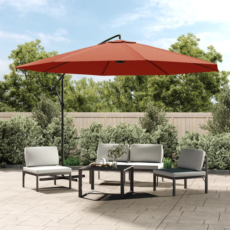 Load image into Gallery viewer, VidaXL Zweefparasol met aluminium paal 350 cm terracottakleurig
