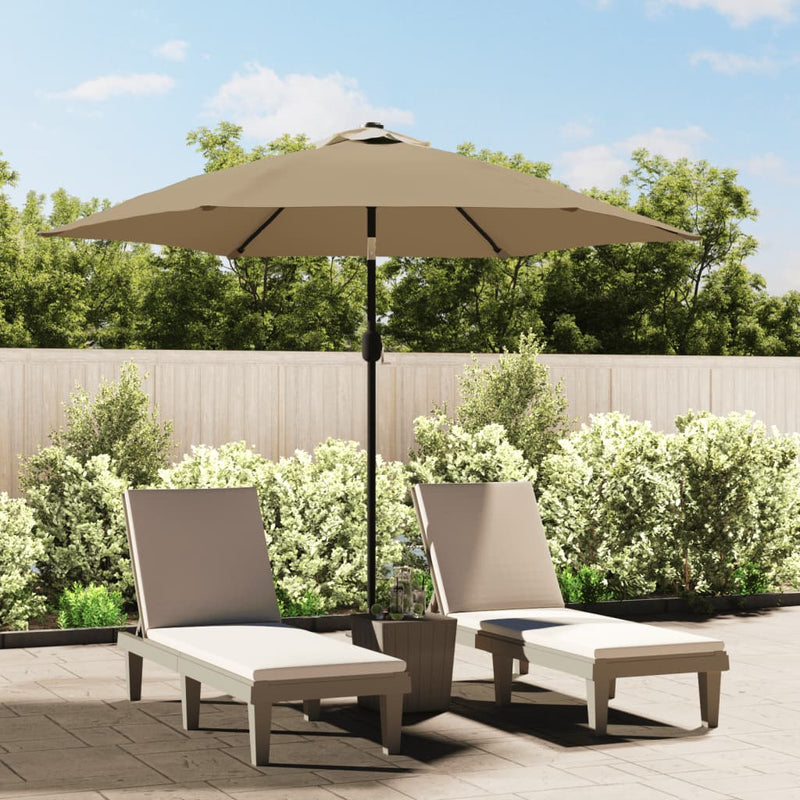 Load image into Gallery viewer, Vidaxl parasol met led-verlichting en stalen paal 300 cm taupe
