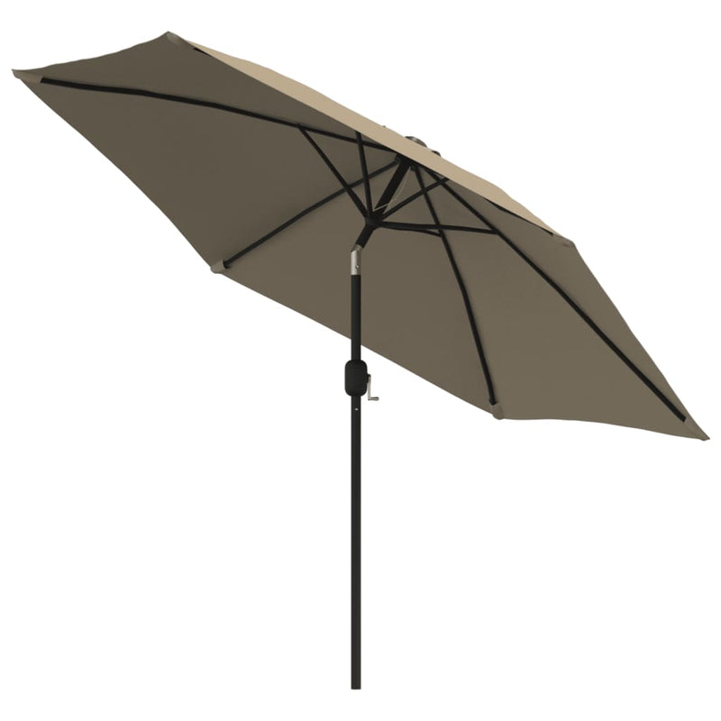 Afbeelding laden in galerijviewer, Vidaxl parasol met led-verlichting en stalen paal 300 cm taupe
