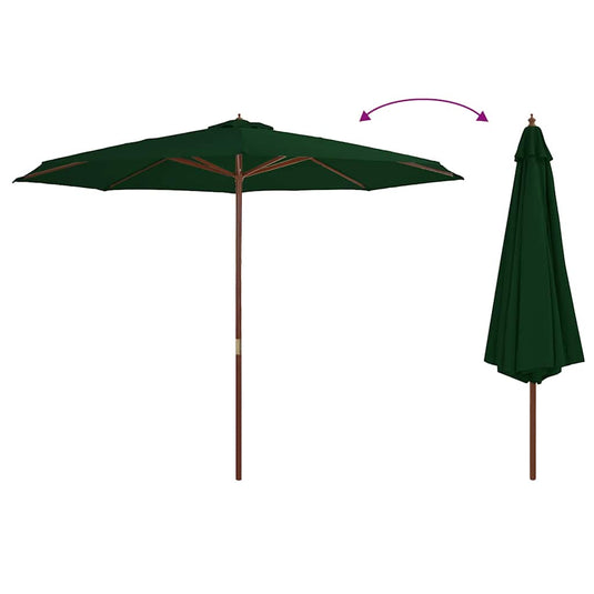VidaXL Parasol met houten paal 350 cm groen