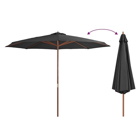 Vidaxl parasol met houten paal 350 cm antraciet