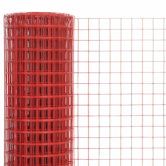 Vidaxl kippengaas 25x1 m staal met pvc coating rood