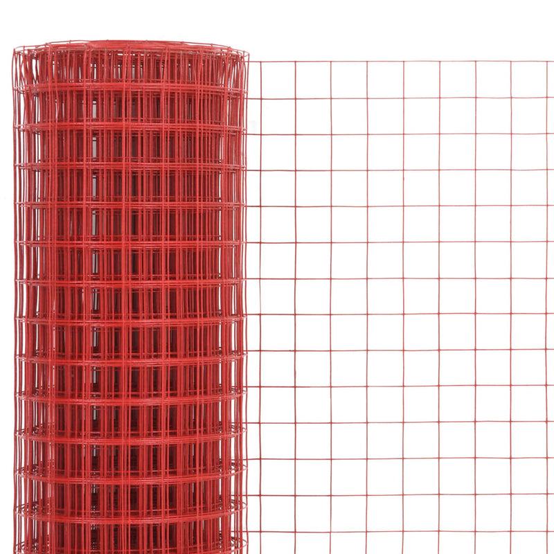 Afbeelding laden in galerijviewer, Vidaxl kippengaas 25x1 m staal met pvc coating rood

