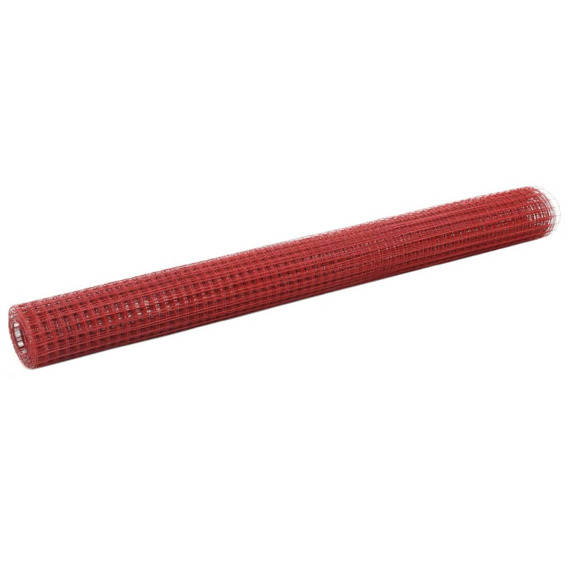 Load image into Gallery viewer, Vidaxl kippengaas 10x1,5 m staal met pvc coating rood
