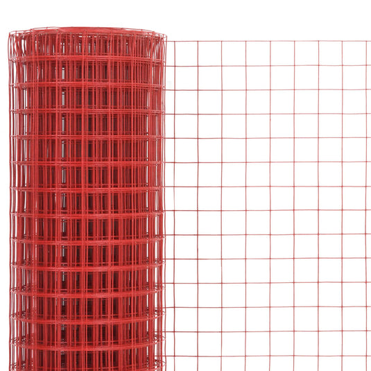 Vidaxl kippengaas 25x0,5 m staal met pvc coating rood