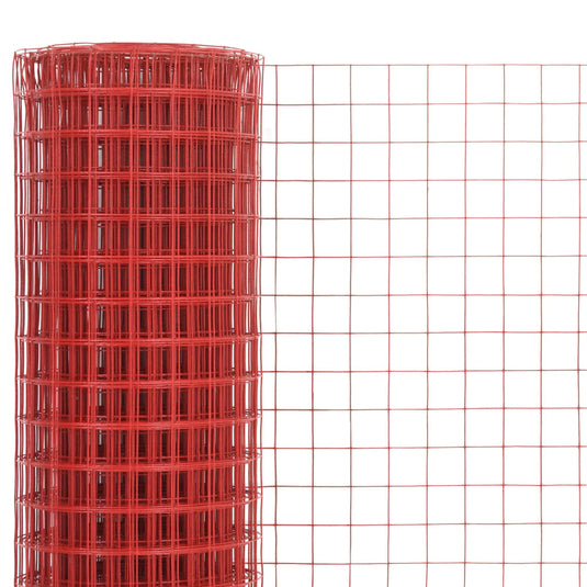 Vidaxl kippengaas 25x0,5 m staal met pvc coating rood