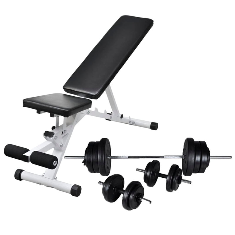 Load image into Gallery viewer, VidaXL Trainingsbank met halterset 60,5 kg
