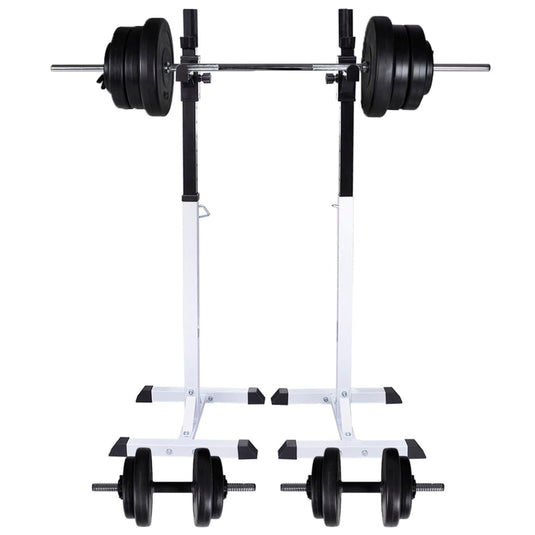 VidaXL Halter- squatrek met halterset 60,5 kg