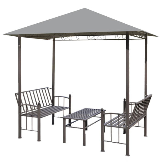 VidaXL Tuinpaviljoen met tafel en bankjes 2,5x1,5x2,4 m antraciet