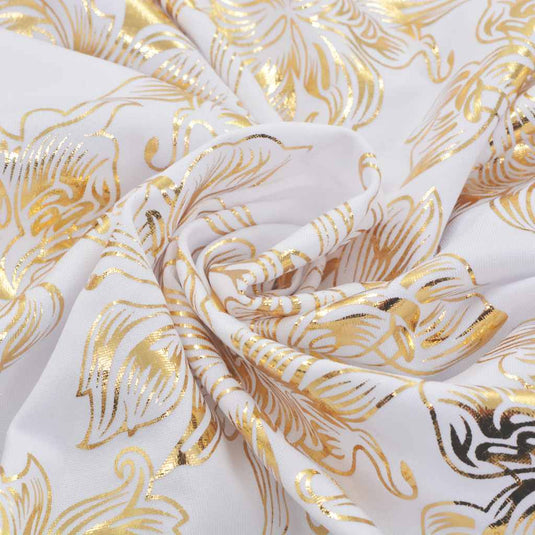 Vidaxl stoelhoezen 6 st recht stretch wit met gouden opdruk