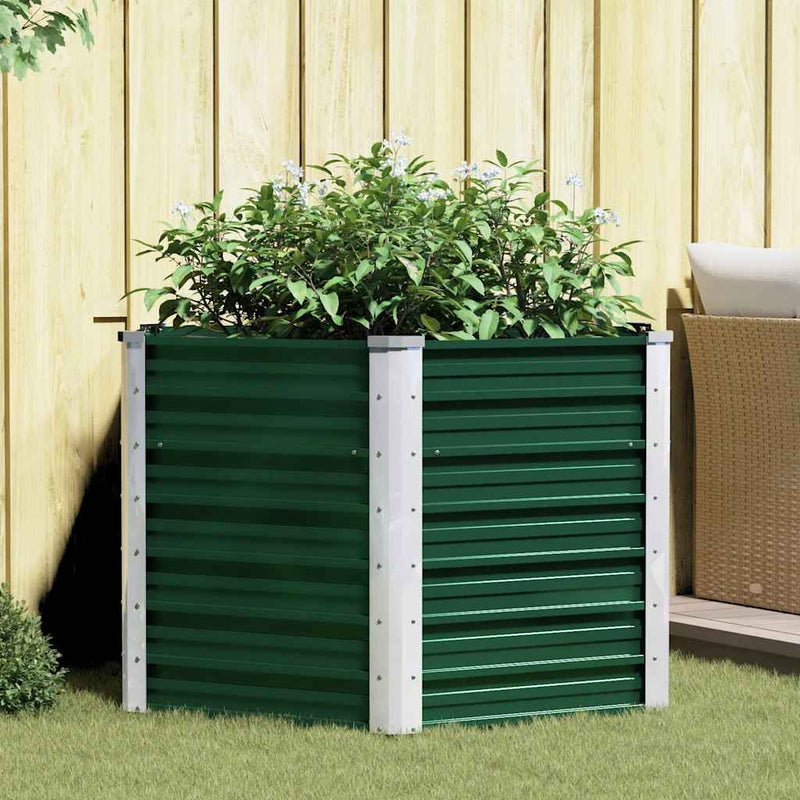 Load image into Gallery viewer, Vidaxl plantenbak verhoogd 129x129x77 cm gegalvaniseerd staal groen
