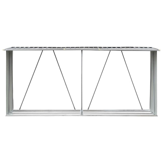 Vidaxl haardhoutschuur 330x84x152 cm gegalvaniseerd staal grijs