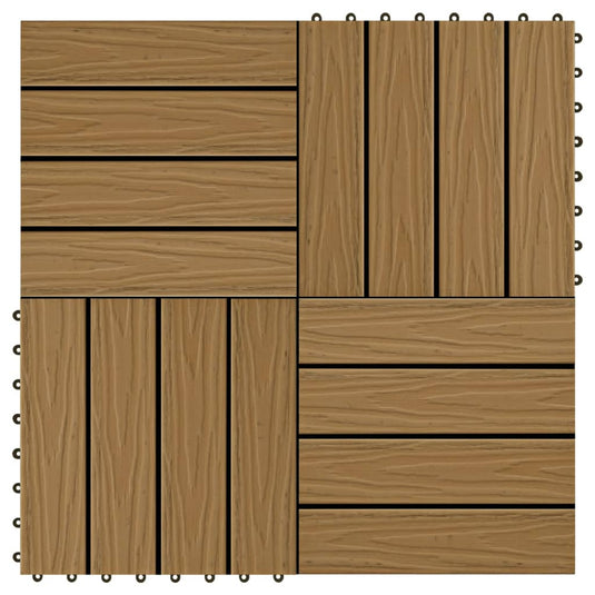 Vidaxl terrastegels diep reliëf 30x30 cm 1 m² hkc teakkleur 11 st