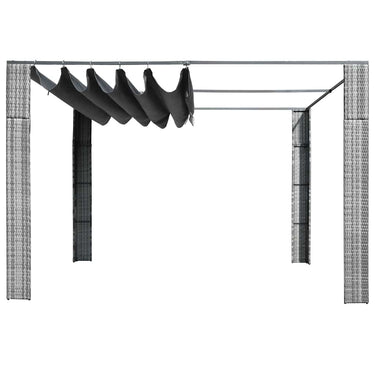 Vidaxl prieel met dak 300x300x220 cm poly rattan grijs en antraciet