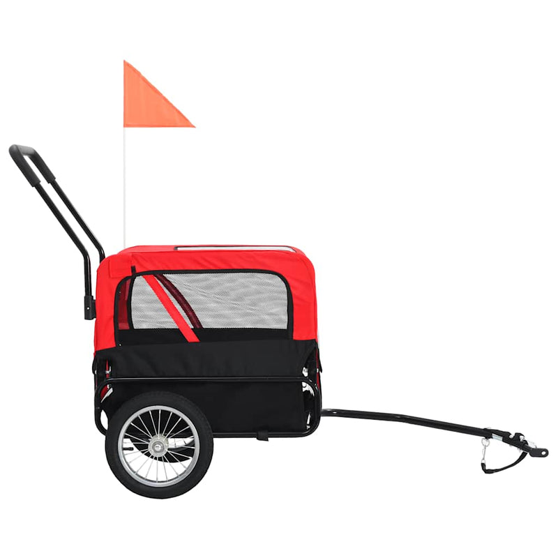 Afbeelding laden in galerijviewer, Vidaxl huisdierenfietskar en joggingbuggy 2-in-1 rood en zwart
