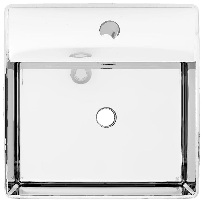Load image into Gallery viewer, Vidaxl wastafel met overloop 41x41x15 cm keramiek zilverkleurig

