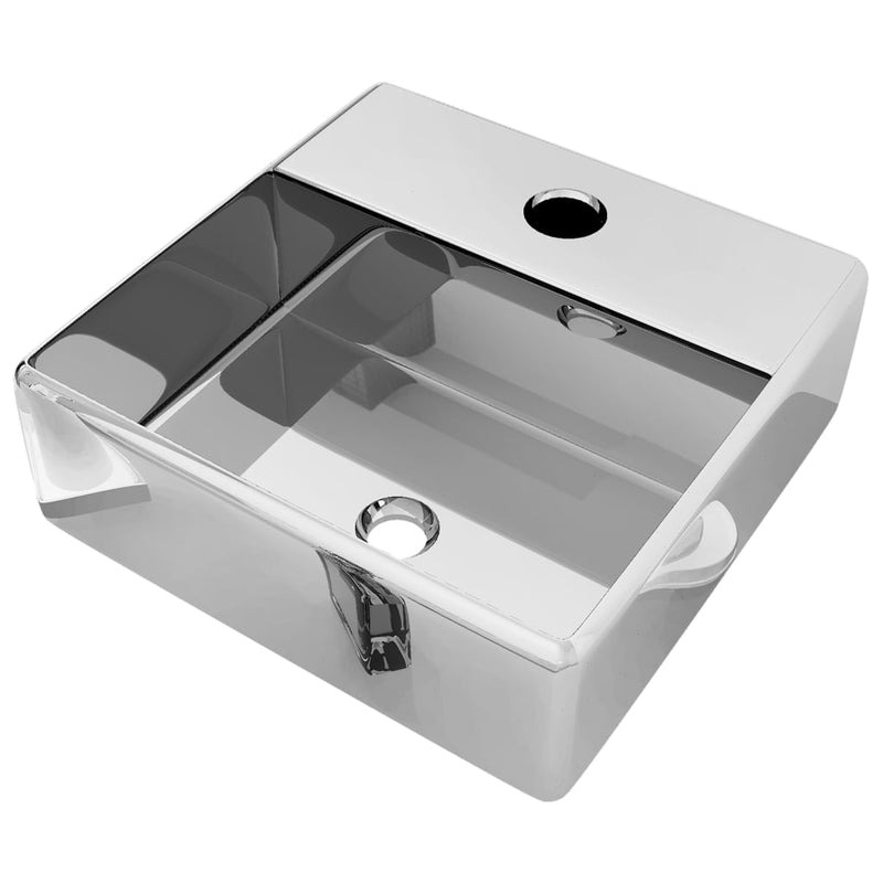 Load image into Gallery viewer, Vidaxl wastafel met kraangat 38x30x11,5 cm keramiek zilverkleurig
