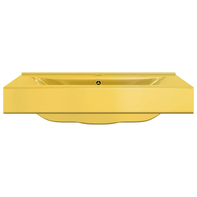Load image into Gallery viewer, Vidaxl wastafel met overloop 60x46x16 cm keramiek goudkleurig
