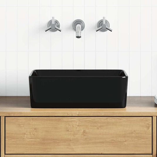 Vidaxl wastafel 40x30x13 cm keramiek zwart