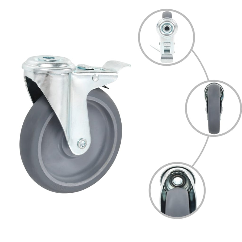Load image into Gallery viewer, Vidaxl zwenkwielen met boutgaten en dubbele remmen 4 st 125 mm
