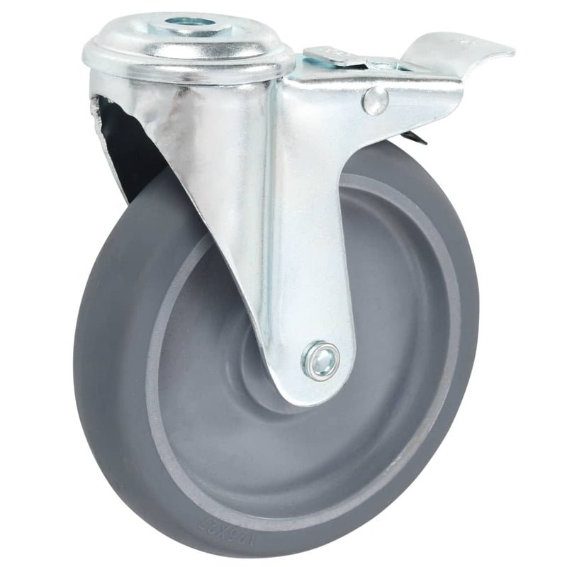 Load image into Gallery viewer, Vidaxl zwenkwielen met boutgaten en dubbele remmen 4 st 125 mm
