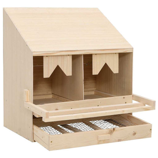 Vidaxl kippenlegkast 2 compartimenten 63x40x65 cm massief grenenhout