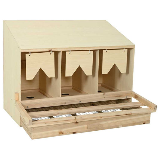 Vidaxl kippenlegkast 3 compartimenten 93x40x65 cm massief grenenhout