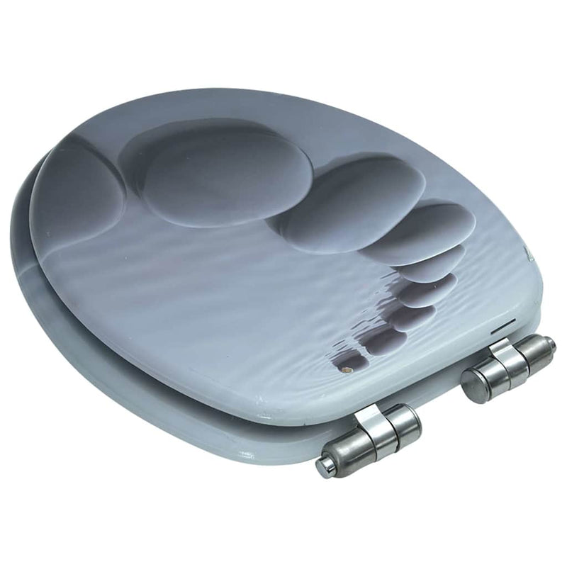 Load image into Gallery viewer, Vidaxl toiletbril met soft-close deksel stenen mdf
