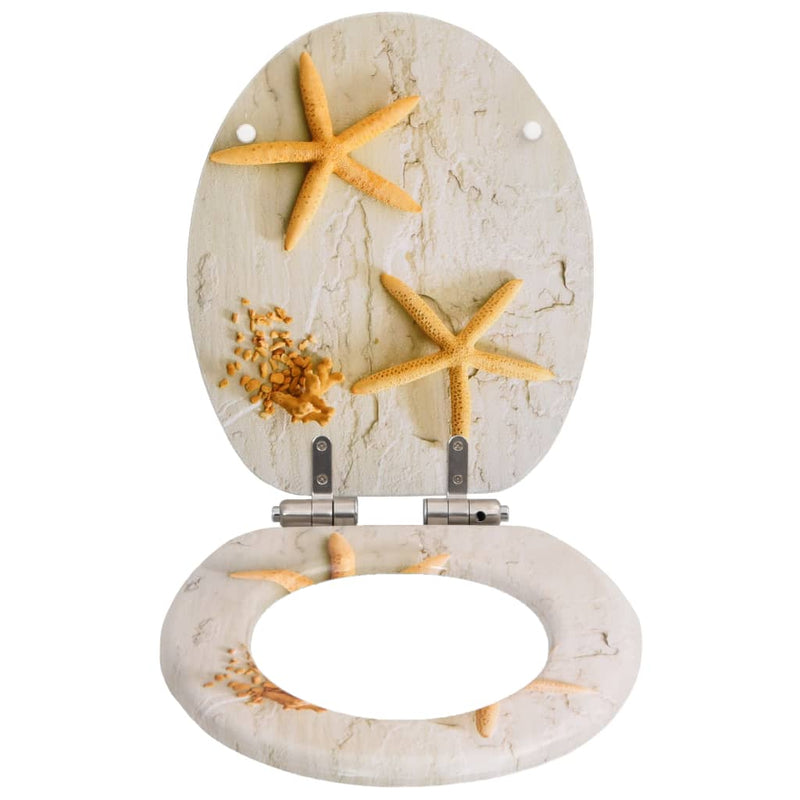 Load image into Gallery viewer, Vidaxl toiletbril met soft-close deksel zeester mdf
