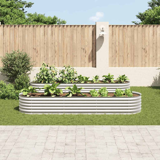 Vidaxl plantenbak verhoogd 320x80x44 cm gegalvaniseerd staal zilver