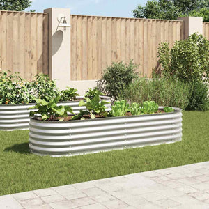 Vidaxl plantenbak verhoogd 240x80x44 cm gegalvaniseerd staal zilver
