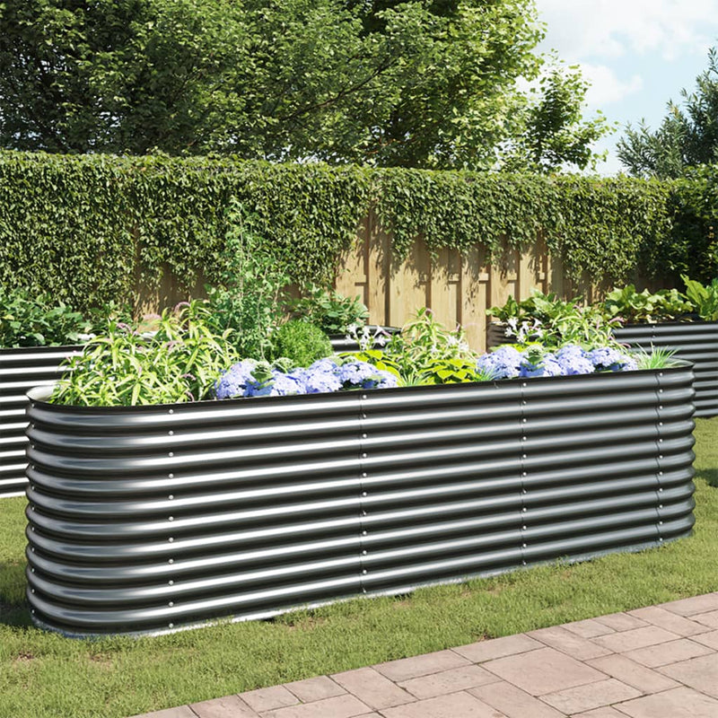 Load image into Gallery viewer, VidaXL Plantenbak verhoogd 320x80x81 cm gegalvaniseerd staal grijs
