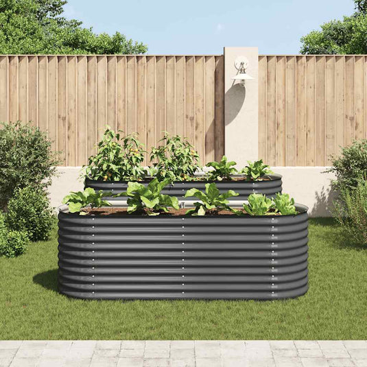 Vidaxl plantenbak verhoogd 240x80x81 cm gegalvaniseerd staal grijs