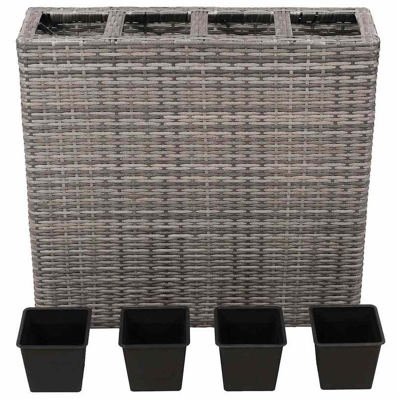 Load image into Gallery viewer, Vidaxl plantenbak verhoogd met 4 potten poly rattan grijs

