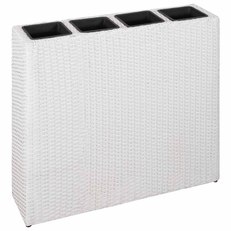 Load image into Gallery viewer, Vidaxl plantenbak verhoogd met 4 potten poly rattan wit

