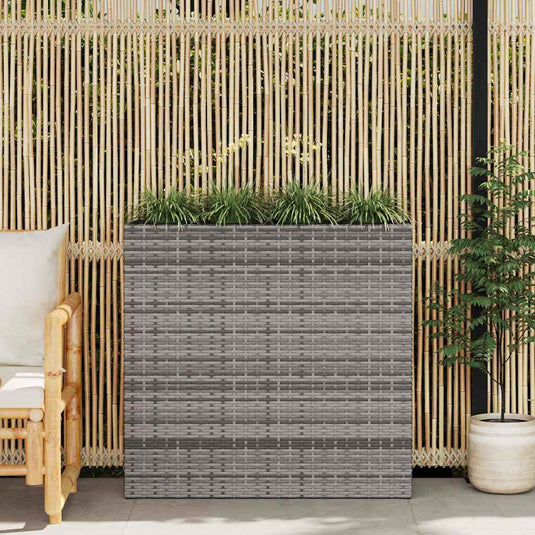 Vidaxl plantenbak verhoogd met 4 potten poly rattan wit