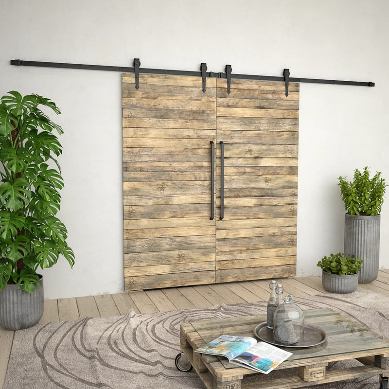 Load image into Gallery viewer, VidaXL Onderdelenset voor schuifdeur 2x183 cm staal zwart
