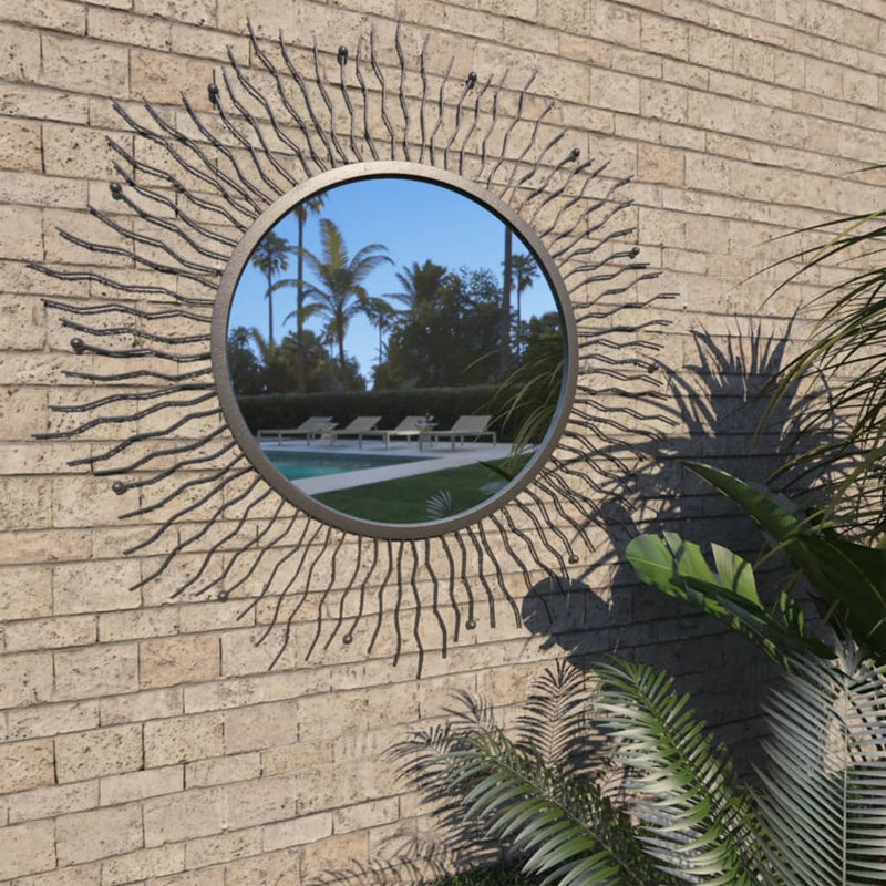 Load image into Gallery viewer, VidaXL Tuin wandspiegel sunburst 80 cm zwart
