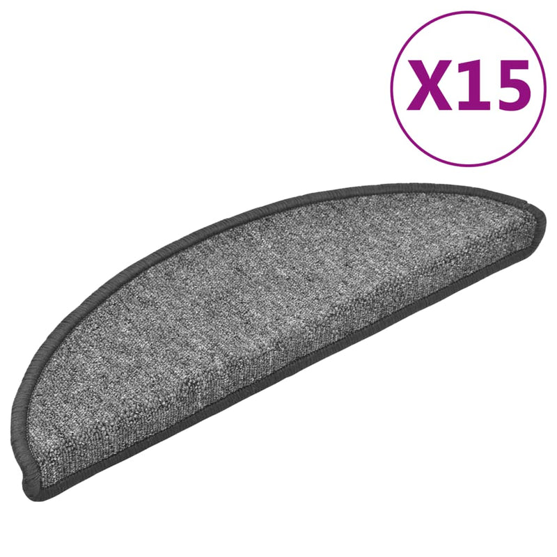 Load image into Gallery viewer, Vidaxl trapmatten 15 st 56x17x3 cm donkergrijs halfrond
