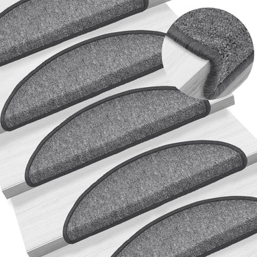 Vidaxl trapmatten 15 st 56x17x3 cm donkergrijs halfrond