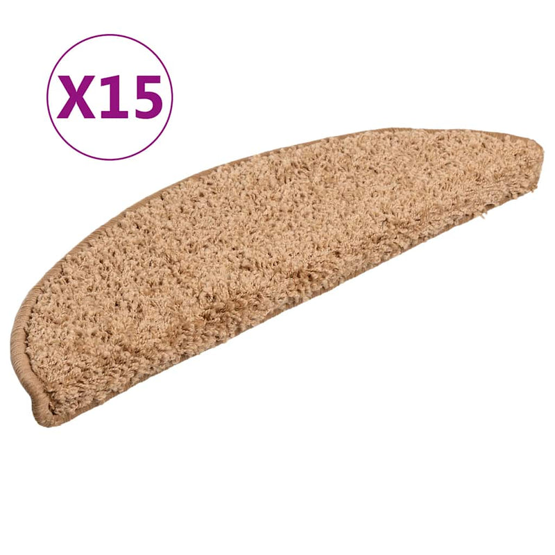 Load image into Gallery viewer, Vidaxl trapmatten 15 st 56x17x3 cm beige halfrond
