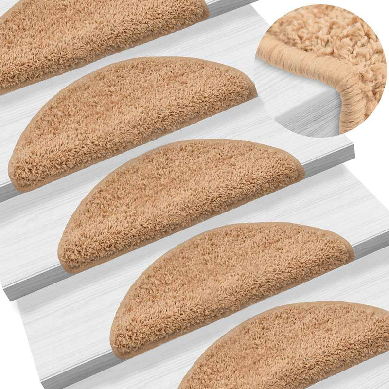 Load image into Gallery viewer, Vidaxl trapmatten 15 st 56x17x3 cm beige halfrond
