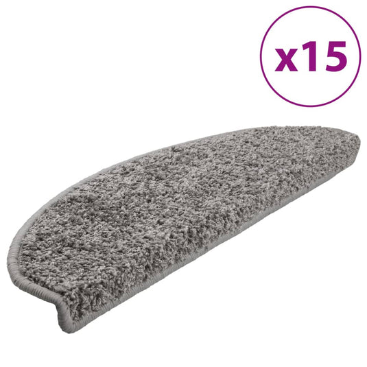 Vidaxl trapmatten 15 st 65x21x4 cm grijs halfrond groot