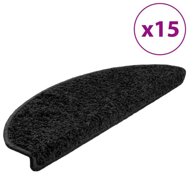 Vidaxl trapmatten 15 st 65x21x4 cm zwart halfrond groot