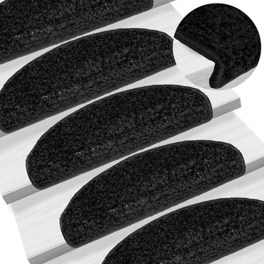 Vidaxl trapmatten 15 st 65x21x4 cm zwart halfrond groot